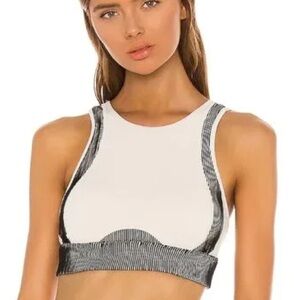 Alo Yoga Electric Sports Bra – Bone/Black Trim